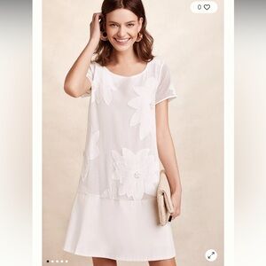 Anthropologie Maeve Orchard Beach white floral mesh and cotton dress size XS